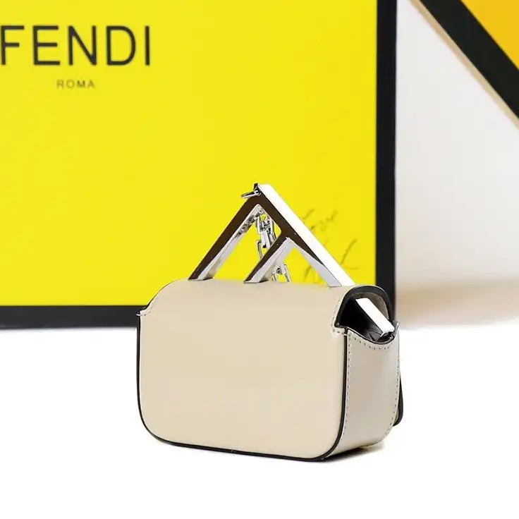 Cheap HOT F Fendi Bag Leather In Calf Beige Nano 0514